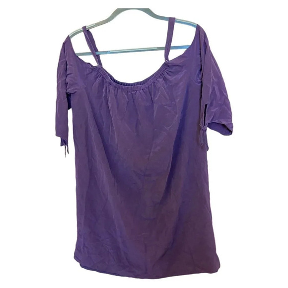 MADEWELL Purple Silk Cold Shoulder Dress Size 6 - Picture 3 of 8